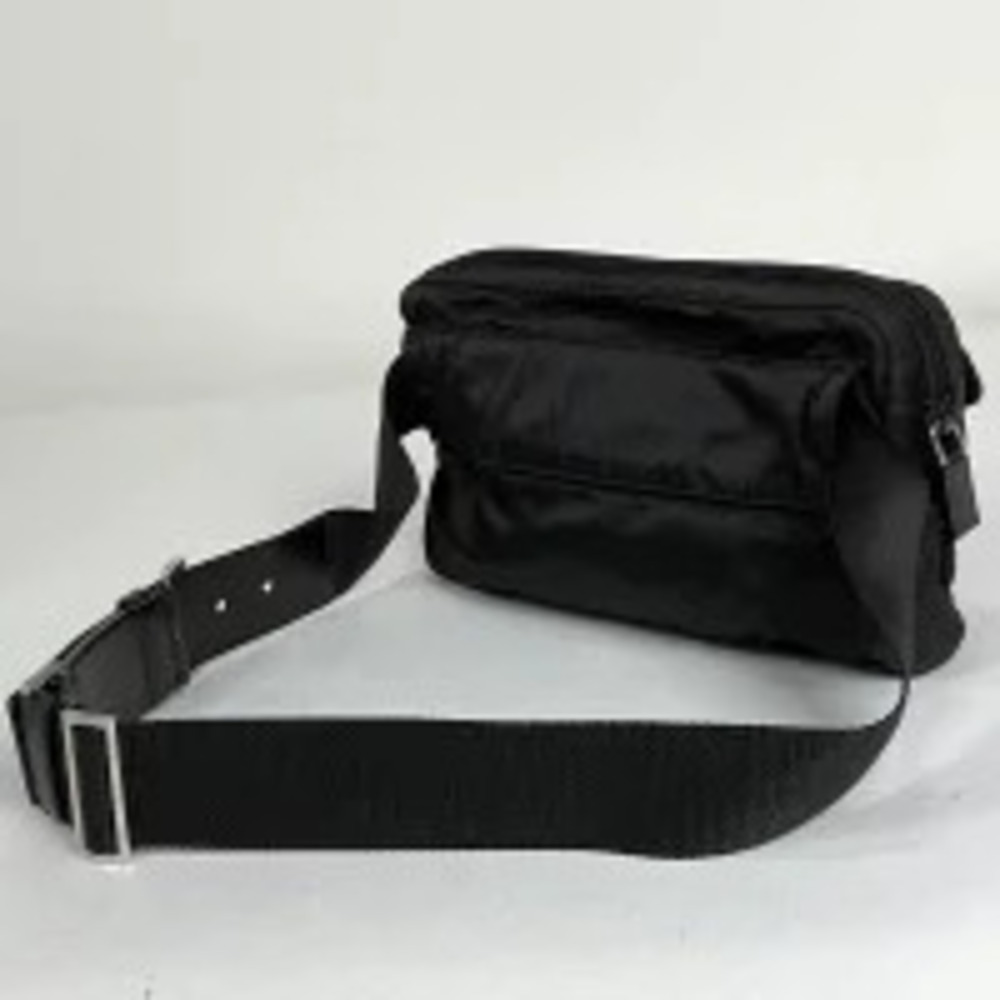 Prada Black Bag Crossbody Waist Plate Belt Body Shoulder Bum Nero Black